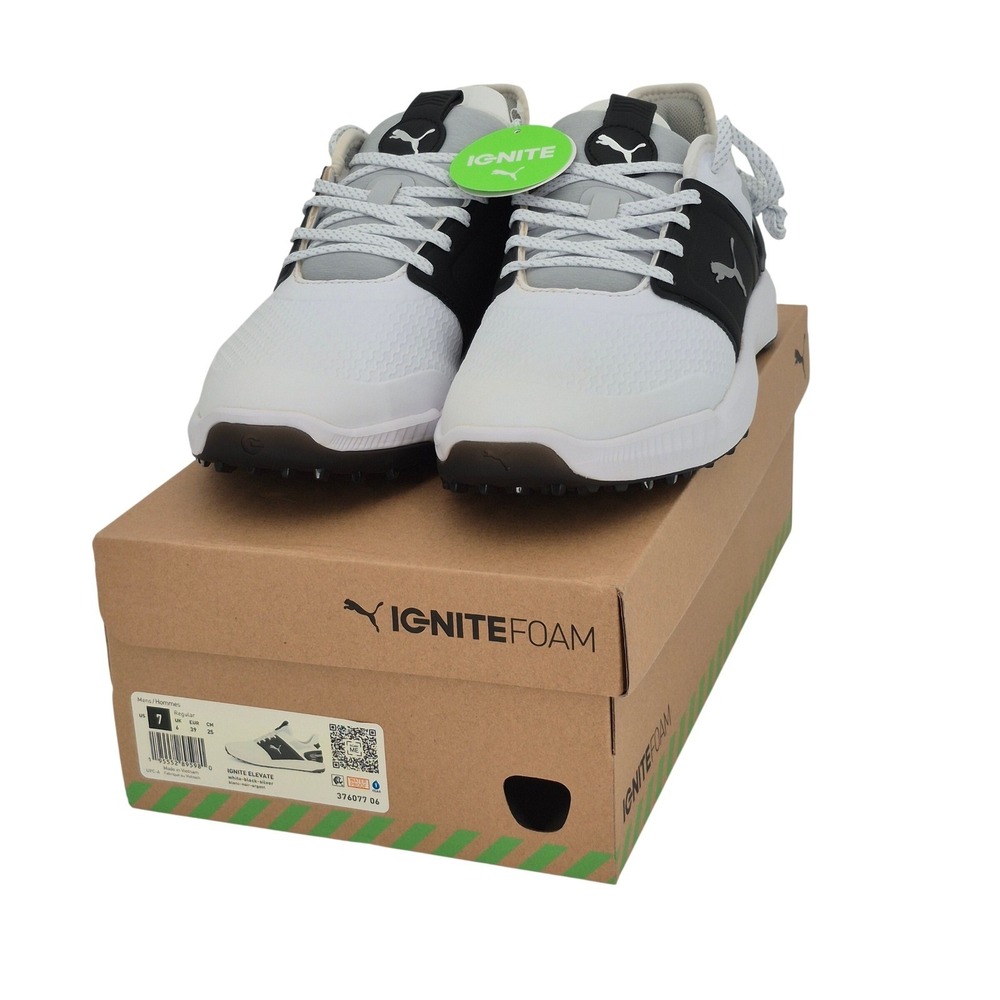 Puma Ignite Elevate Golf Shoes Adult Men's Size 7 White Black Silver Waterproof